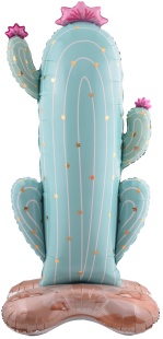 Шар 3D (59''/150 см) Фигура на подставке, Кактус, Голубой, Сатин, 1 шт. в уп.