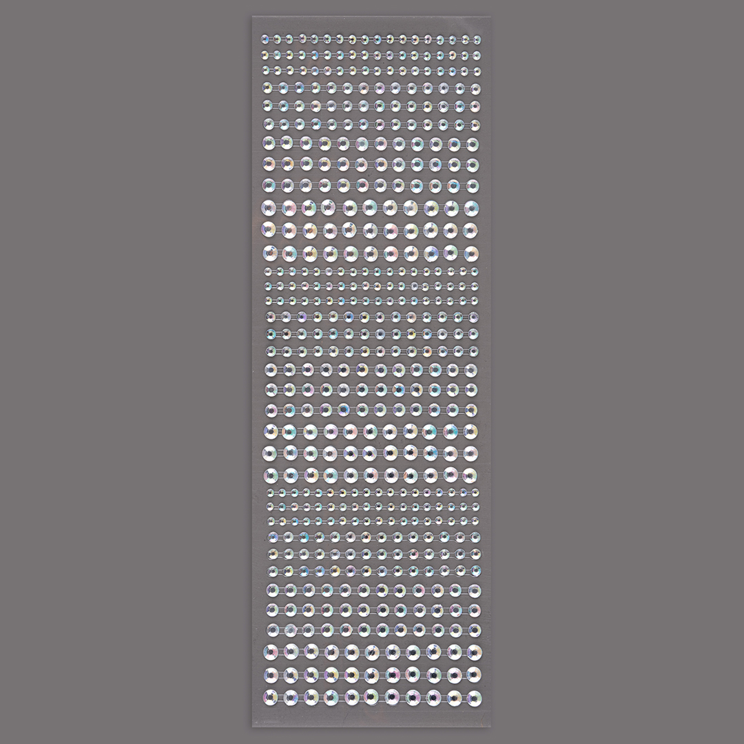 Наклейки Стразы Кристаллы, самоклеящиеся, Серебро, 3-6 мм*495 шт, 1 упак.