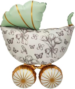 Шар (36''/91 см) Фигура, Коляска Ретро, Сатин, 1 шт.