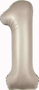 Шар (40''/102 см) Цифра, 1 Slim, Мистик, Кремовый, Сатин, 1 шт. в уп.