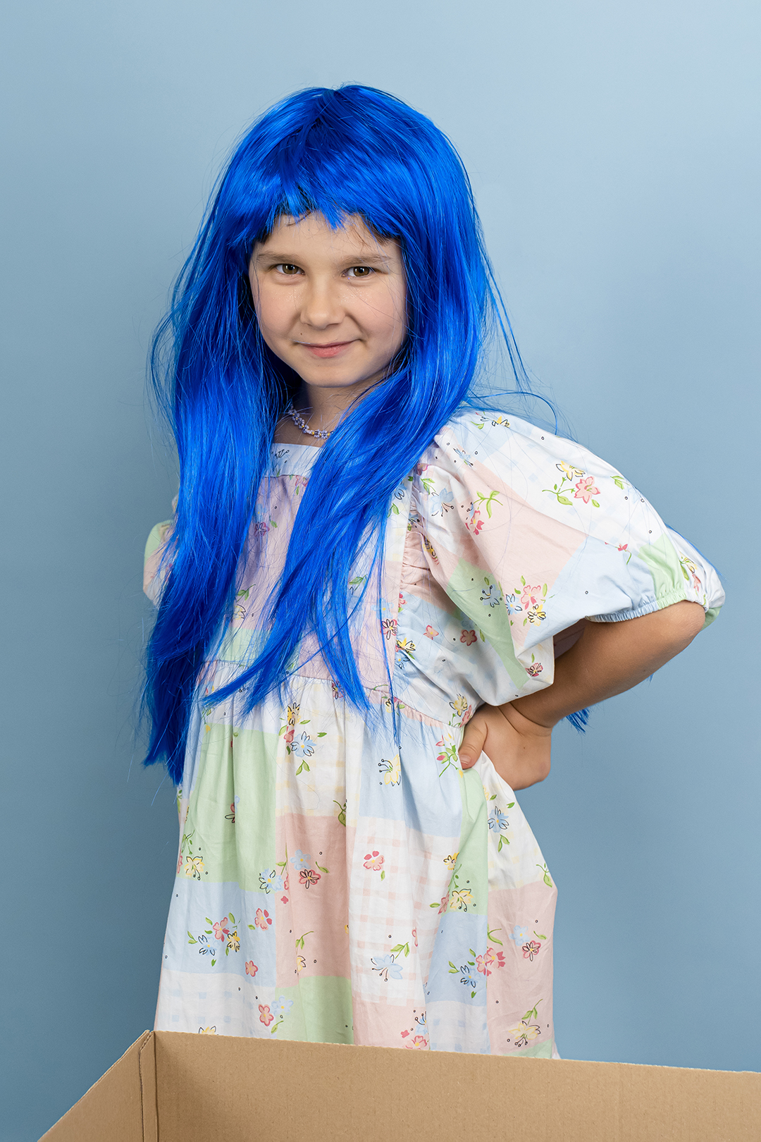 Парик карнавальный, 160 гр, Классик, Синий, 1 шт. в упак. 