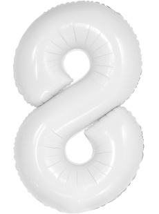 Шар (34''/86 см) Цифра, 8 Slim, Белый, 1 шт. в уп.