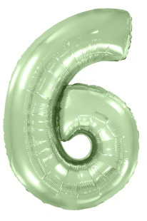 Шар (40''/102 см) Цифра, 6, Мятный, Макарунс, 1 шт.