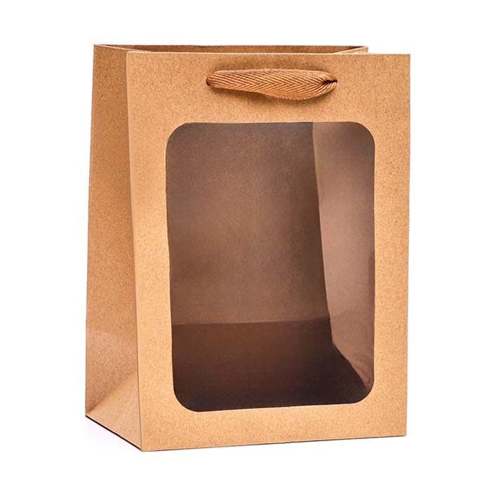 Пакет для цветов, 250гр, Прозрачное окно, Крафт, 30*20*16 см, 1 шт.