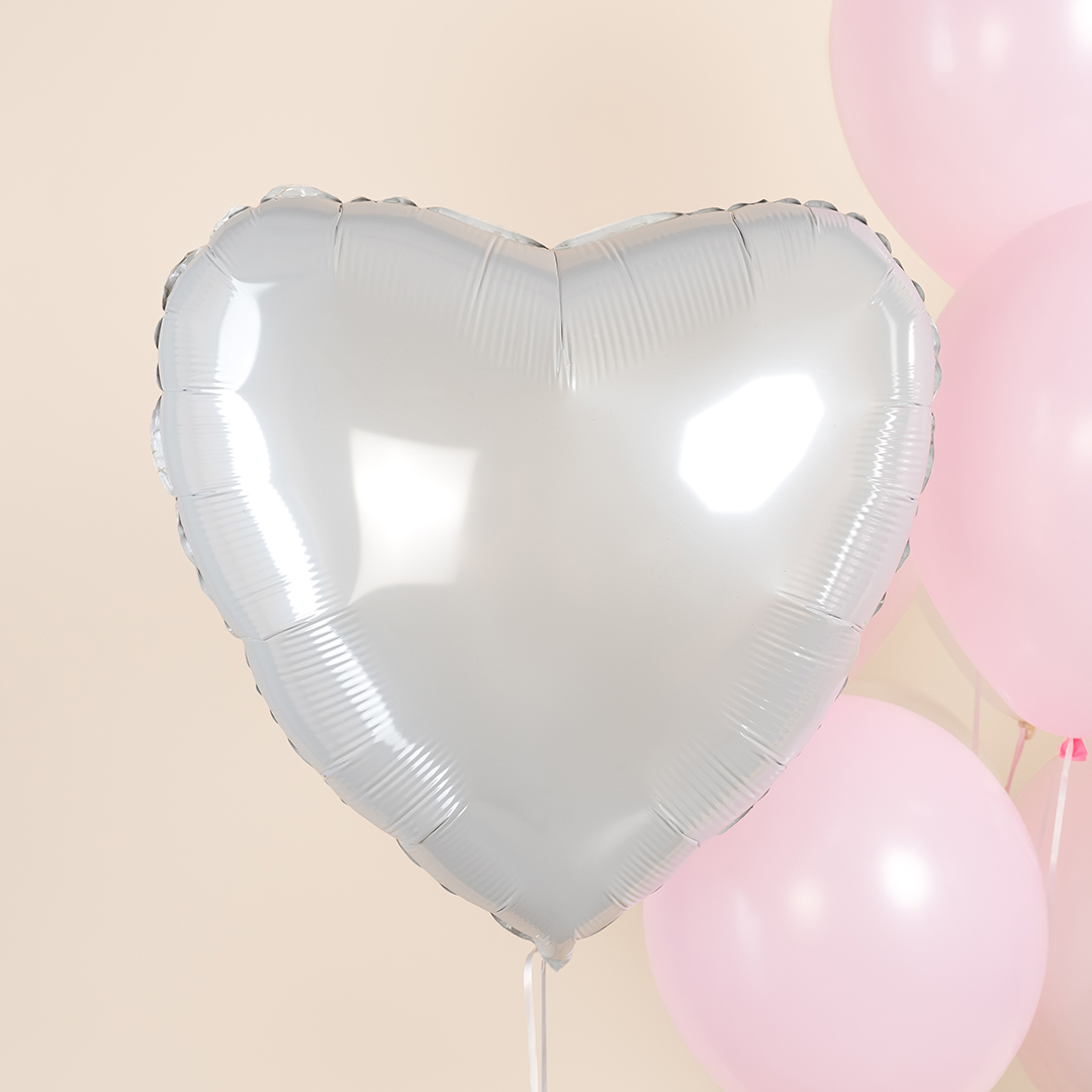 Шар (22''/56 см) Сердце, Белый, 1 шт. в уп.