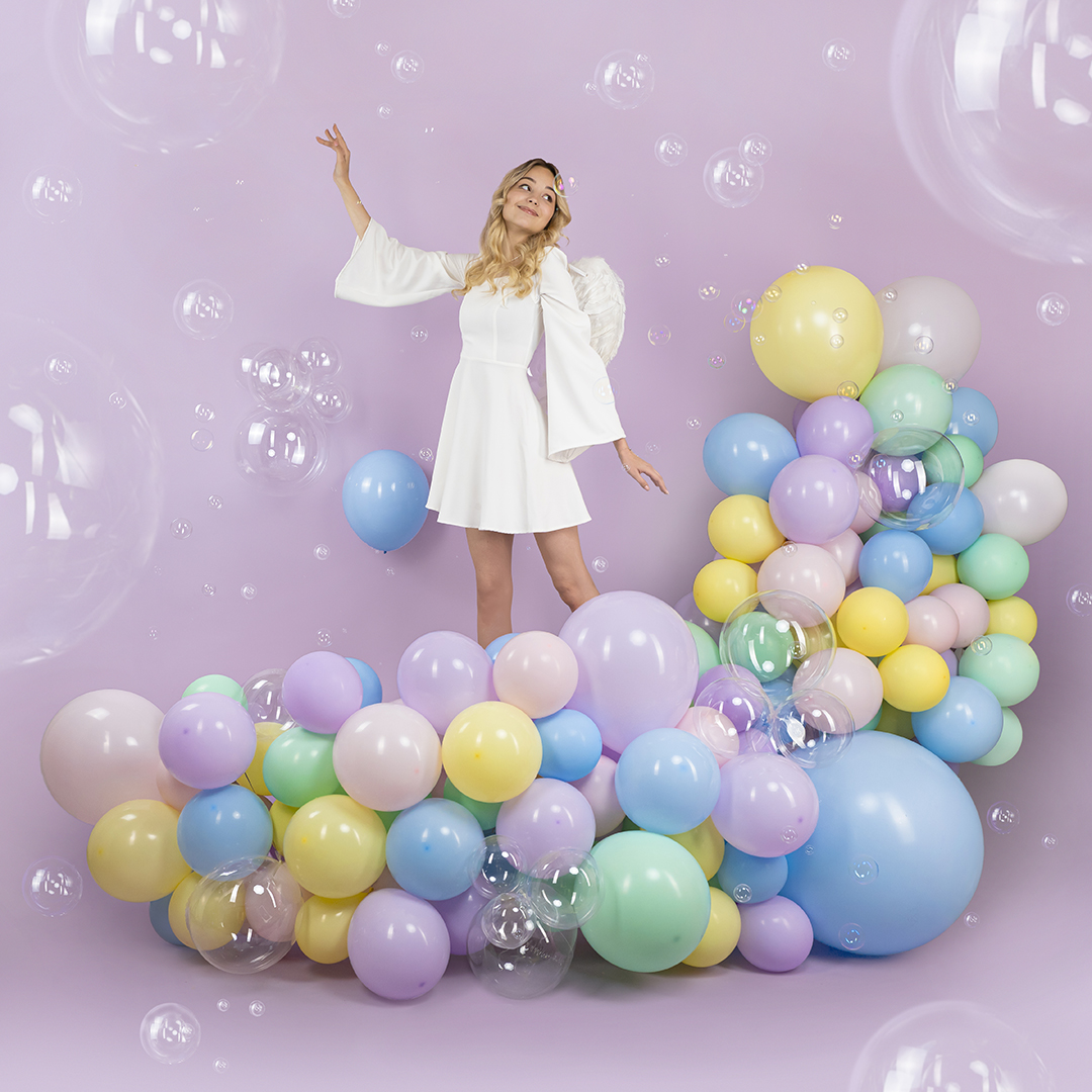 Шар (12''/30 см) Мини-сфера, Deco Bubble (синяя упаковка), Прозрачный, Кристалл, 10 шт. в уп.