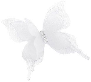 Декоративные бабочки Шифоновые, трехслойные, клеевые точки в компл, Белый, 4,5*5 см, 10 шт.