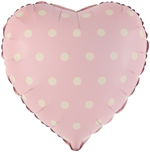 Шар (18''/46 см) Сердце, Кремовый горошек, Розовый, 1 шт.