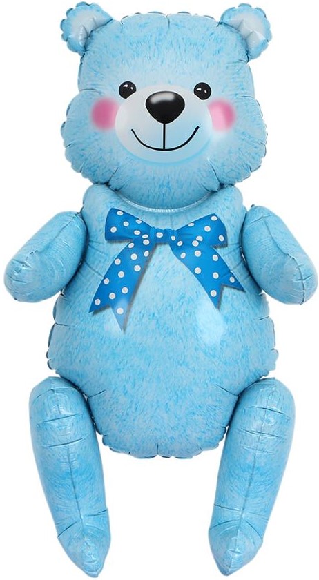 Шар (22''/56 см) Фигура 3D, Сидячий мишка, Голубой, 1 шт. в уп.