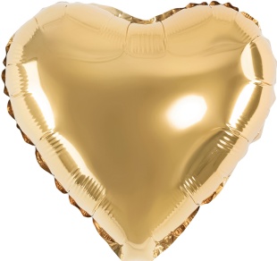 Шар с клапаном (10''/25 см) Мини-сердце, Золото, Сатин, 1 шт.