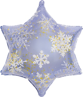 Шар (19''/48 см) Фигура, Снежинка, Морозные искры, Голубой/Золото, 1 шт. в уп.