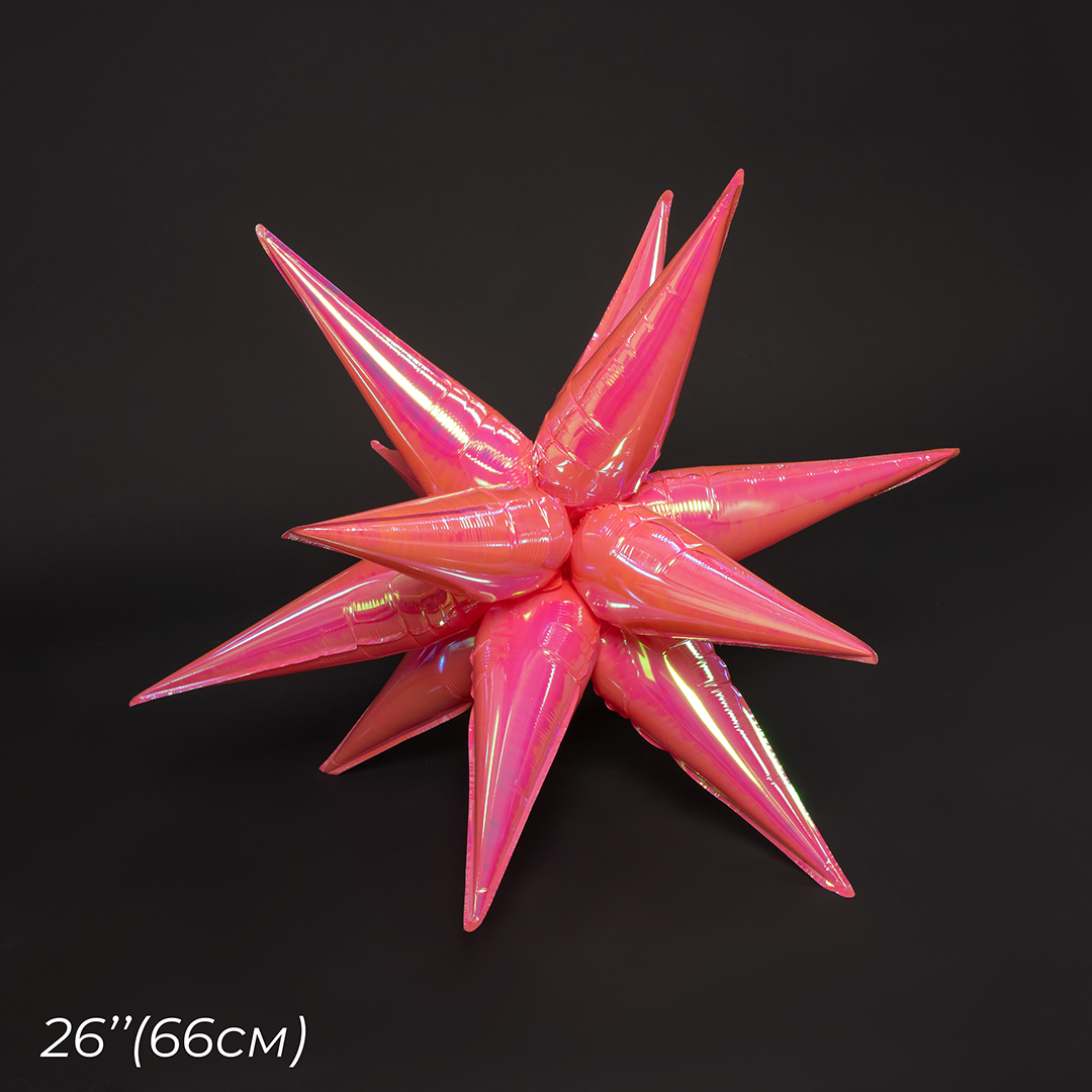 Шар 3D (26''/66 см) Звезда, Составная, Розовый, Хамелеон, 1 шт. в уп.