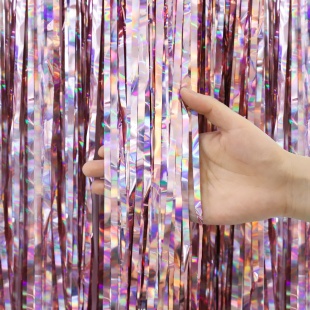 Занавес Дождик Электрик, Розовое Золото, Голография, 100*200 см, 1 шт.