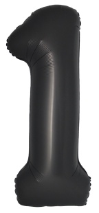 Шар (40''/102 см) Цифра, 1 Slim, Черный, Сатин, 1 шт. в уп.