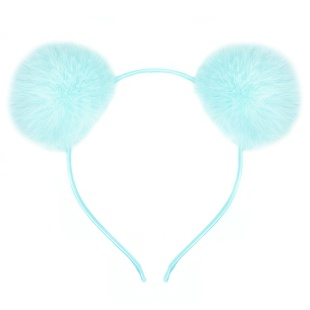 Ободок, Пушистые помпончики, Бирюзовый, 1 шт. 