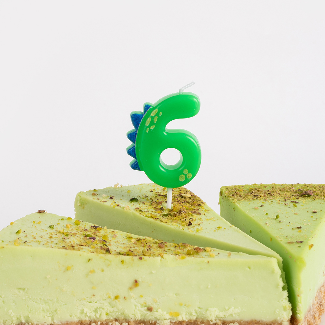 Свеча Цифра, 6 Динозаврик, 3,5*4,5 + 2,5 см, 1 шт. с держат.