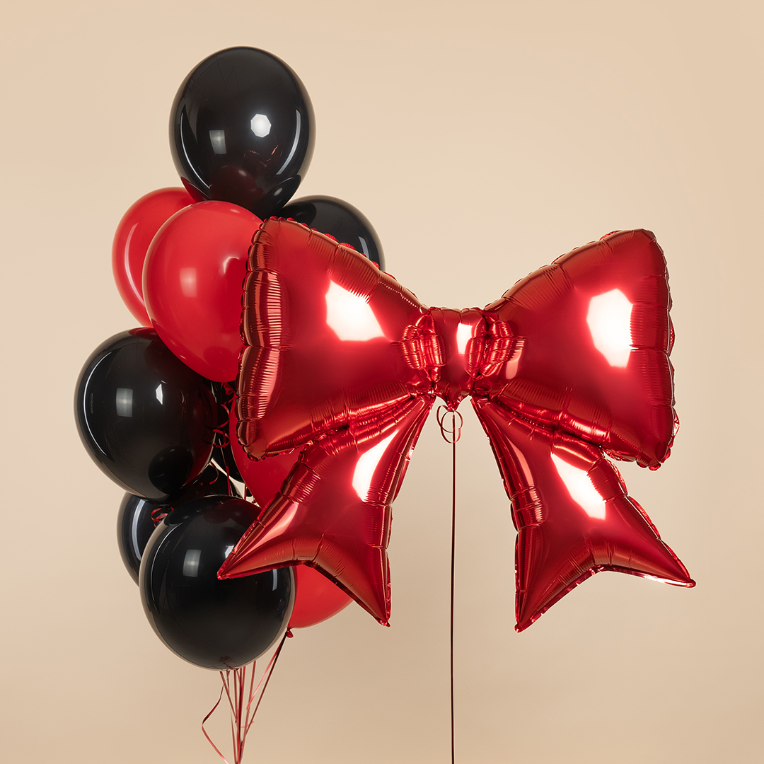 Шар (39''/99 см) Фигура, Бант, Красный, 1 шт. в уп.