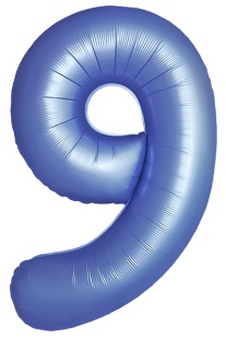 Шар (40''/102 см) Цифра, 9 Slim, Синий хром, Сатин, 1 шт. в уп.
