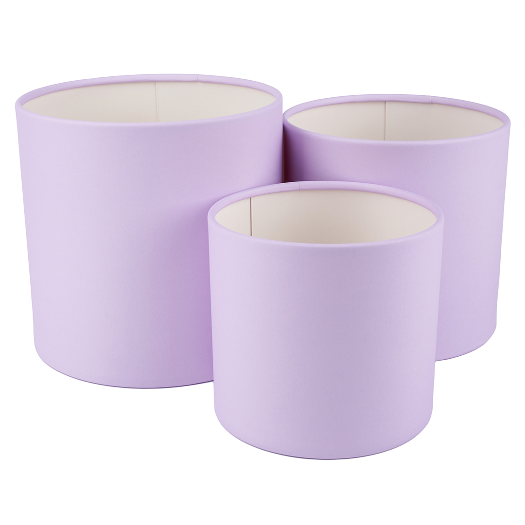 Набор коробок Цилиндр, без крышки, Лаванда, 21*21 см, 3 шт. в упак. 