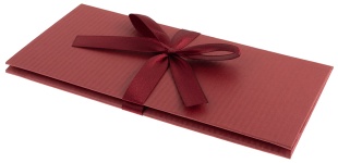 Конверт-коробка для денег, Атласная лента, Микровельвет, Алый, 8,3*17,2 см, 1 шт.