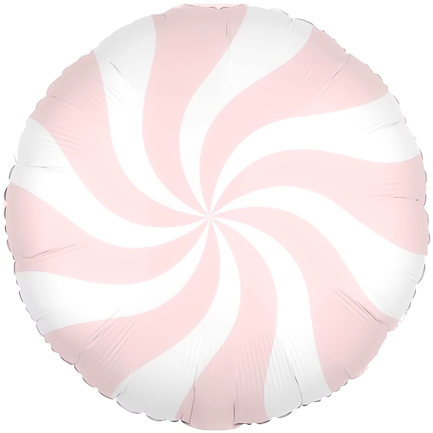 Шар (18''/46 см) Круг, Леденец, Розовый/Белый, Макарунс, 1 шт.