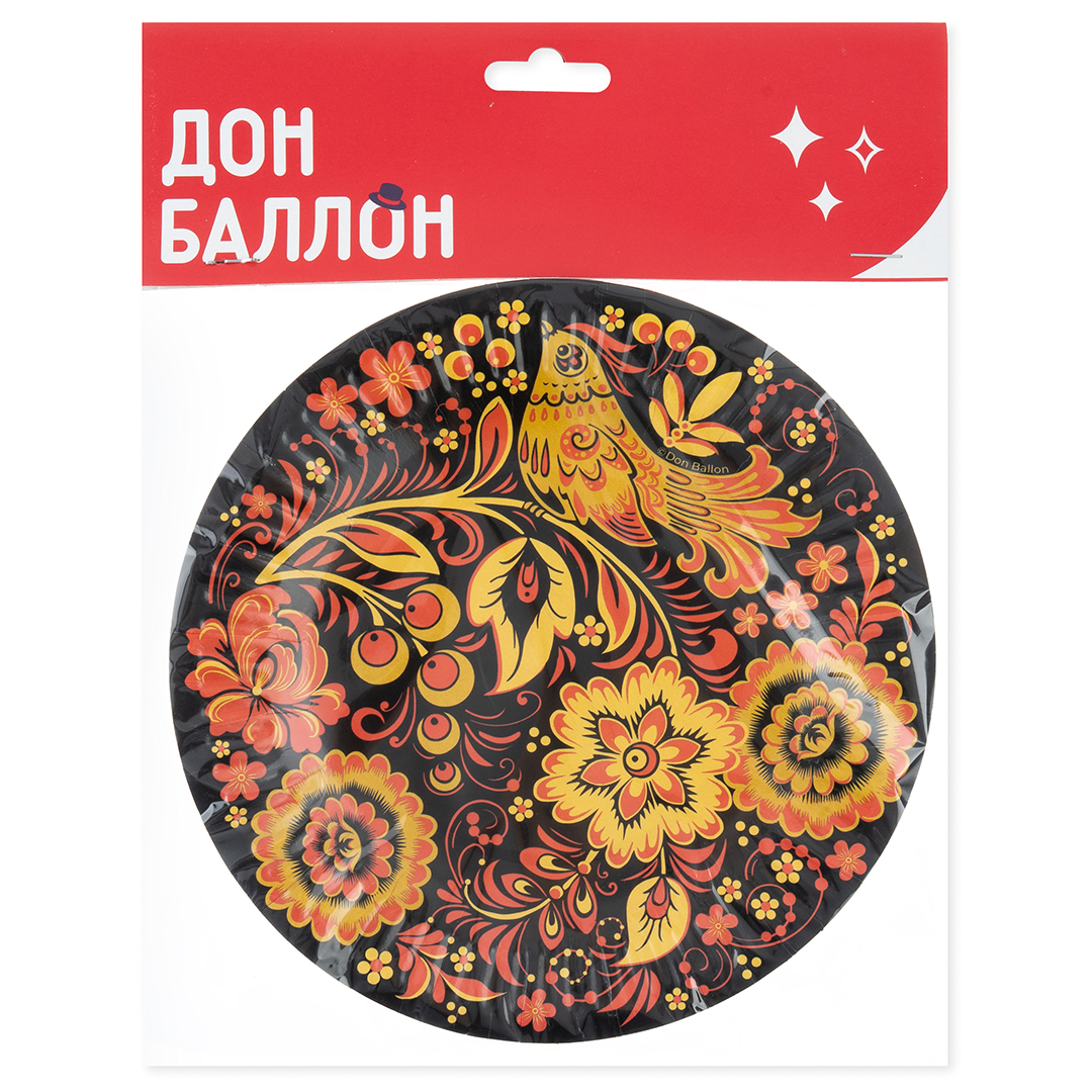 Тарелки (7''/18 см) Хохлома, 6 шт.