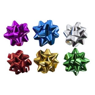 Бант Звезда, 6 цветов, Ассорти, Металлик, 7,6 см, 6 шт. в упак. 
