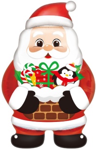 Шар (26''/66 см) Фигура, Дед Мороз с подарками, 1 шт. в уп.