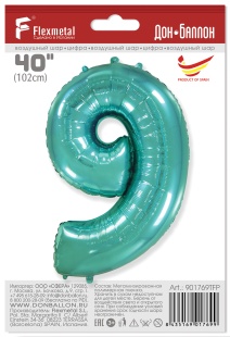 Шар (40''/102 см) Цифра, 9, Тиффани, 1 шт. в уп.