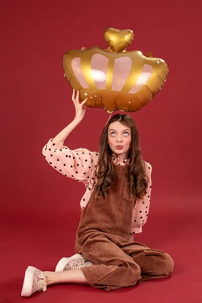 Шар (26''/66 см) Фигура, Корона, Золото, 1 шт.