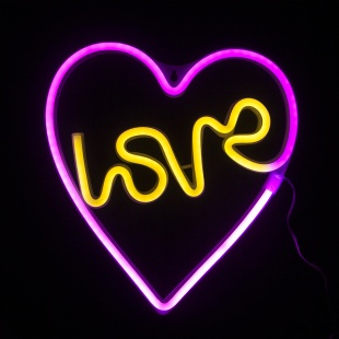 Световая фигура Сердце, Любовь, 25,5*27 см. Розовый/Теплый белый, 1 шт.