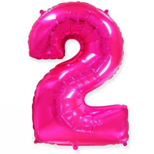 Шар (40''/102 см) Цифра, 2, Фуше, 1 шт. в уп.