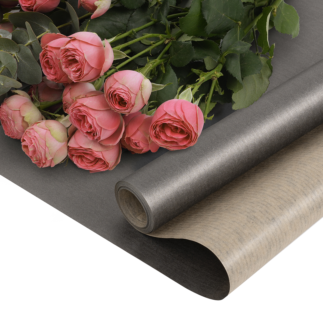 Упаковочная бумага, Крафт 40гр (0,68*10 м) Графит, 1 шт.