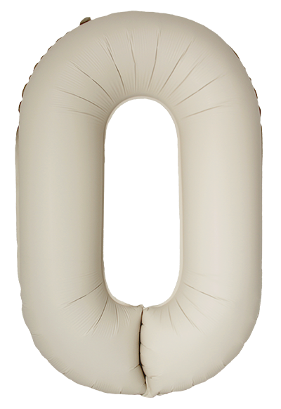 Шар (40''/102 см) Цифра, 0 Slim, Кремовый Латте, Матовый, 1 шт. в уп.