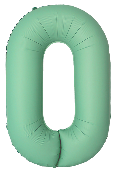 Шар (40''/102 см) Цифра, 0 Slim, Мятный, Матовый, 1 шт. в уп.