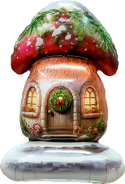 Шар 3D (43''/109 см) Фигура на подставке, Новогодний гриб, 1 шт. в уп.