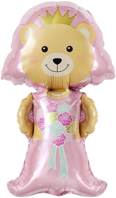 Шар с клапаном (17''/43 см) Мини-фигура, Медвежонок Невеста, 1 шт.