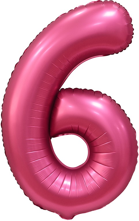 Шар (34''/86 см) Цифра, 6, Бордовый, Сатин, 1 шт. в уп.