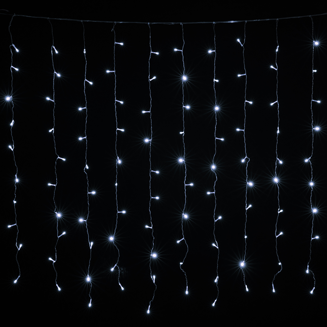 Светодиодная гирлянда, Занавес 100 Led, 8 режимов, IP14, 1*1 м. Белый, 1 шт.