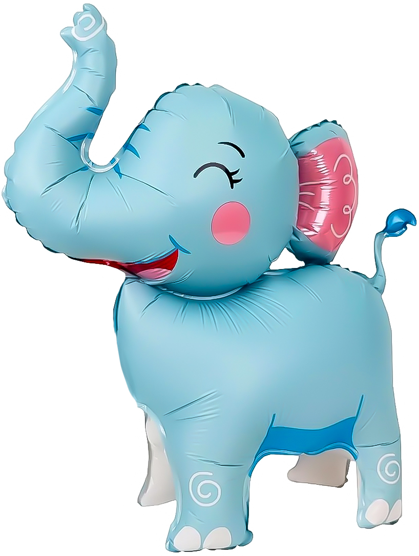 Шар 3D (25''/64 см) Фигура, Слоник, Голубой, 1 шт. в уп.