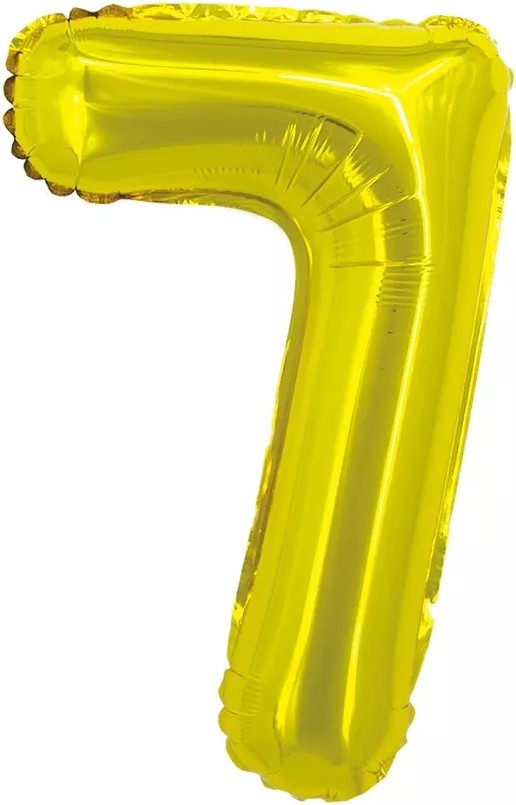 Шар с клапаном (16''/41 см) Мини-цифра, 7, Золото, 1 шт.