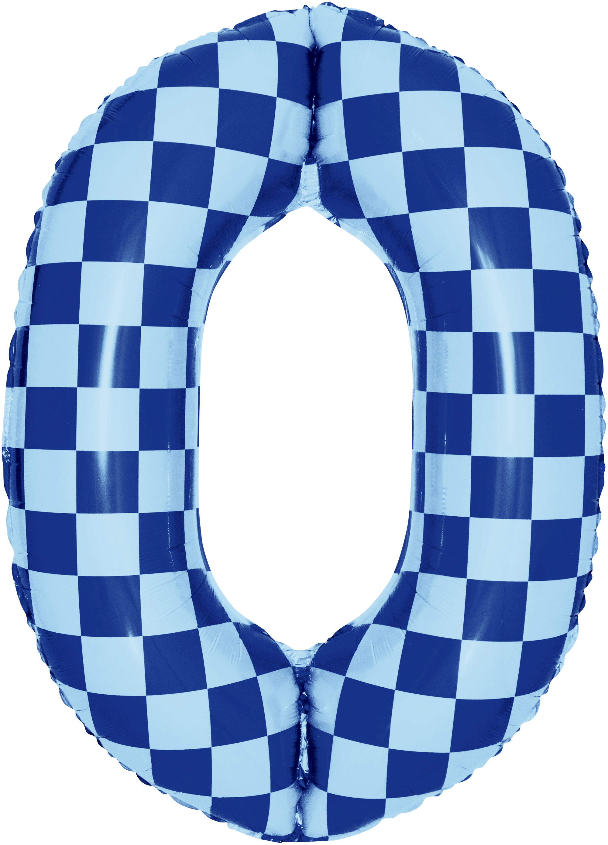 Шар (34''/86 см) Цифра, 0 Клеточки, Голубой/Синий, 1 шт. в уп.