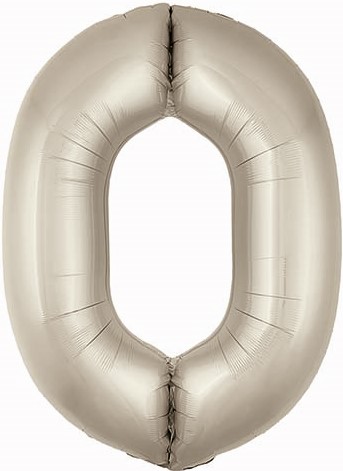 Шар (40''/102 см) Цифра, 0 Slim, Мистик, Кремовый, Сатин, 1 шт. в уп.
