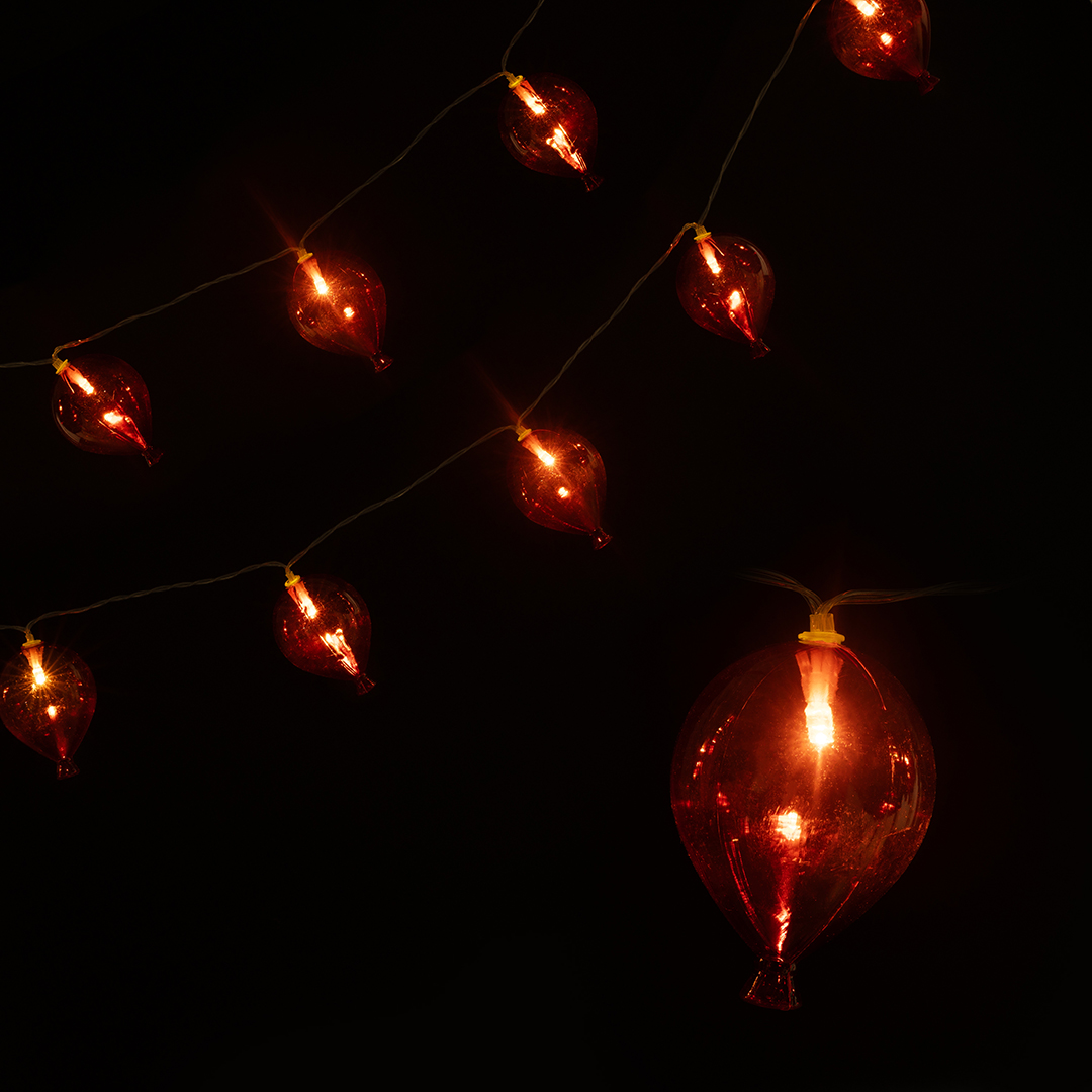 Светодиодная гирлянда Воздушные шарики, 5*6,9 см, 10 LED, IP 20, 1,65 м. Красный/Теплый белый, 1 шт.