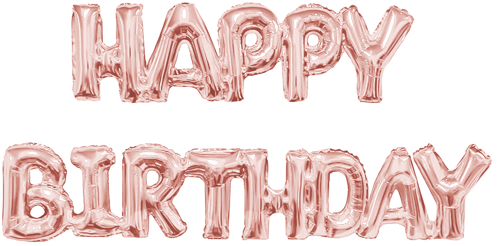 Шар (17''/43 см) Мини-фигура, Надпись "Happy Birthday", Розовое Золото, 1 шт.