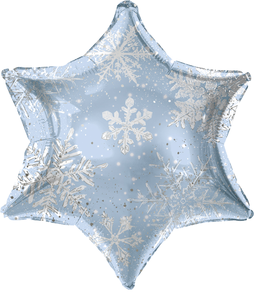 Шар (19''/48 см) Фигура, Снежинка, Морозные искры, Серебро, 1 шт. в уп.