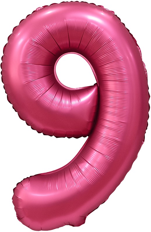 Шар (34''/86 см) Цифра, 9, Бордовый, Сатин, 1 шт. в уп.