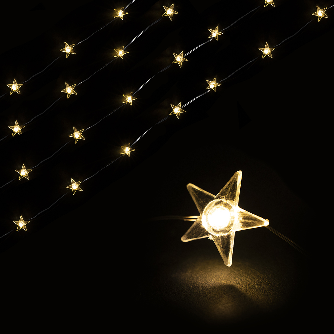 Светодиодная гирлянда Звездочки, 20 Led, IP14, 2 м. Теплый белый, 1 шт.