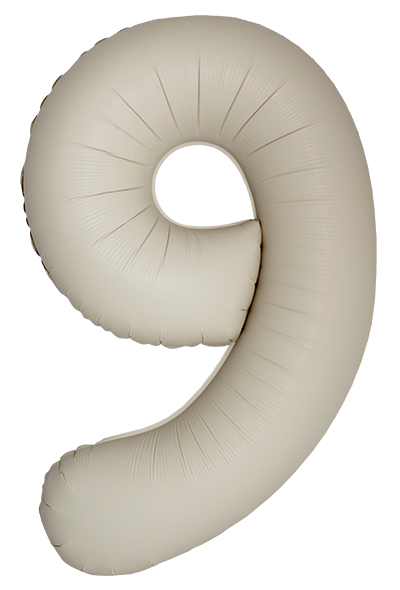 Шар (40''/102 см) Цифра, 9 Slim, Кремовый Латте, Матовый, 1 шт. в уп.
