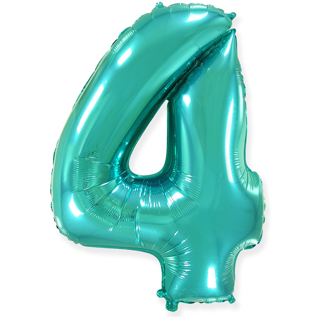 Шар (32''/81 см) Цифра, 4, Тиффани, 1 шт. в уп.